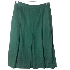 Vivo by Susan Thomas Vintage Wool Blend Pine Emerald Green Pleated Skirt Size 14